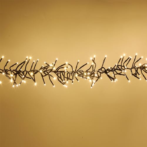 400 LED Cluser Lights Warm White Christmas Tree Lights with Remote 8 Modes Twinkle Outdoor Waterprfoof Plug in for Indoor Garland Xmas Wedding Decor 19.56ft Black Wire