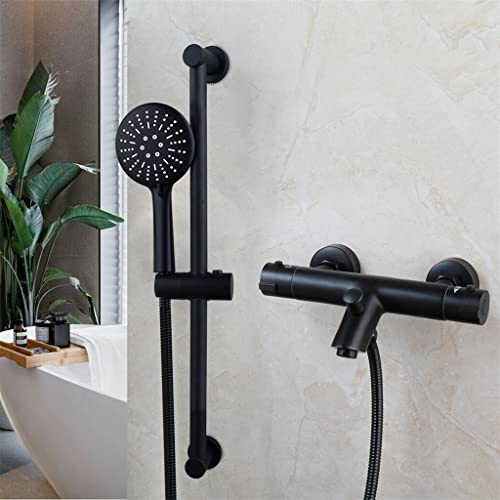 Batio negro mate Juego de ducha tatic Tating Rainfall Hand W/Shower Bar Bathtub Mezcladora de ducha Juego de grifo (D 1PS)