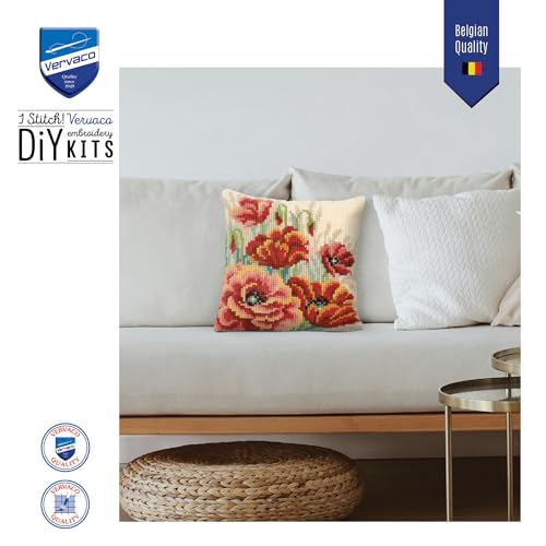 Coussin Coquelicots II Vervaco pour surmonter l'ennui du dimanche