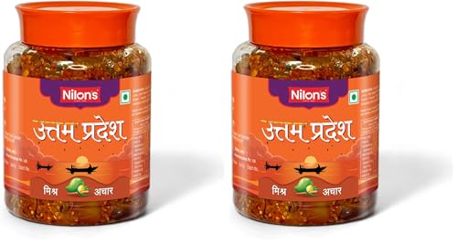 Image of Nilon's Uttam Pradesh Mixed Pickle (500g) Homemade Aachar | Spicy & Tangy Pickle in Authentic UP Style with Raw Mango, Lemon, Carrot,Mustard Oil & Spices Mixed with No Added Artificial Colour