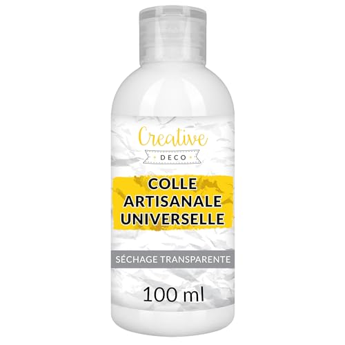 Creative Deco Colle Liquide PVA Blanche | 100ml | Universelle Vinylique Non-Toxique | pour Feutre Verre Carton Tissu Bois Cuir Papier | Scolaire Artisanal...