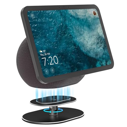 ZHGM Adjustable Stand for Echo Show 8 4th Gen 2025 Release 360 Horizontal Swivel Tiltable Aluminum Smart Display Table Holder with Anti-Slip Base No Assembly Required (Black)