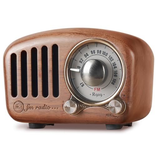 Image of PRUNUS J-919 Retro Bluetooth Speaker Radio with Bass Enhancement Sound Loud Volume BT5.0(Cherry Wood)