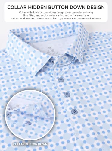 Image of Alex Vando Mens Golf Shirts Short Sleeve Breeze Quick-Dry Print Polo Shirt