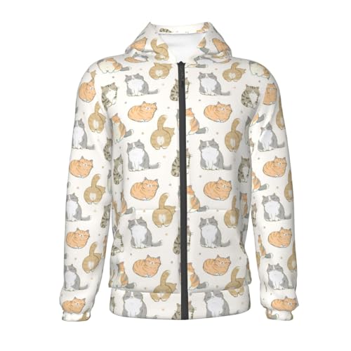 Hand Drawn Cute Cat Kid Hoodies Boys Zip Up Sweatshirts Girls Pullover with Pocket2