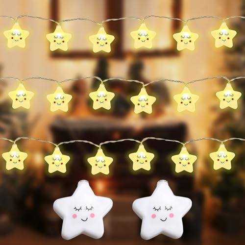 GAROMIA Lichterkette Stern Lichterkette für Kinderzimmer 3m Warmweiß...