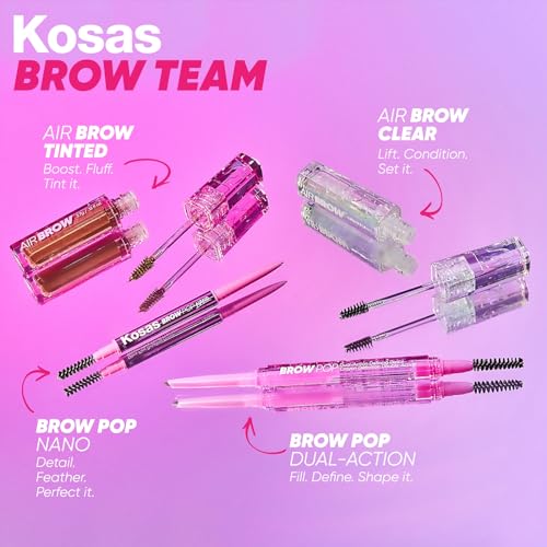 Kosas Air Brow Tinted Gel with Clean, Vegan Ingredients for Fluffy, Full and Healthy Brows, Longwear (Brown Black)