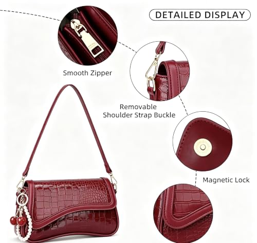 Image of PU Leather Tote Bag for Women with 2 Removable Straps and Zipper Closure