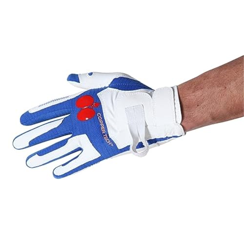 Copper Tech Training Glove Men's Left Hand, White and Royal Blue, Medium
