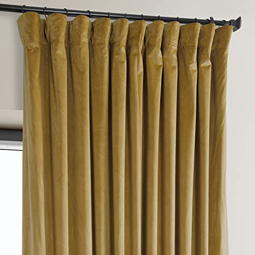 Image of HPD Half Price Drapes Signature Plush Extra Wide Velvet Blackout Curtains for Bedroom (1 Panel),100W X 84L Hotel Black Out Curtains for Living Room, Thermal Insulated Blackout Curtains, Sophomore Gold