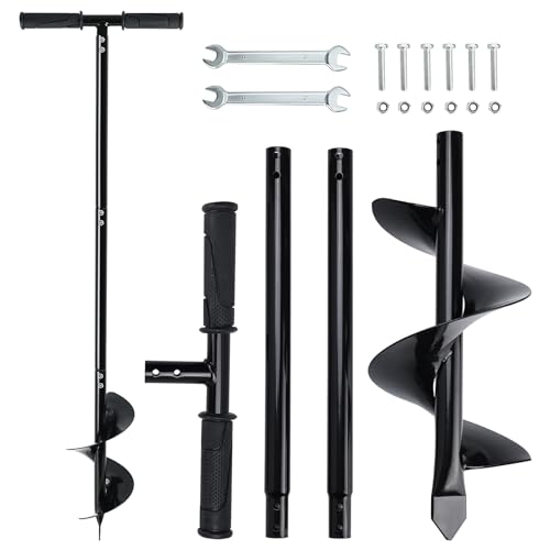 Patioer Heavy Duty Manual Garden Auger Drill 6' x 42' Post Hole Digger Hand Spiral Drill for Digging Planting Bulb Bedding