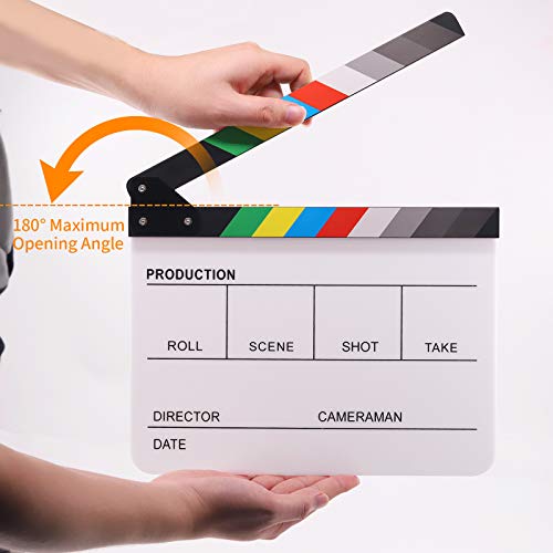 Rustark Movie Film Clap Board, Acrylic 10"X12" Acrylic Dry Erase Director Clapboard, Professional Photography Studio Video Tv Cut Action Scene Clapper Board With 5 Pcs Erasable Pen #TOP3