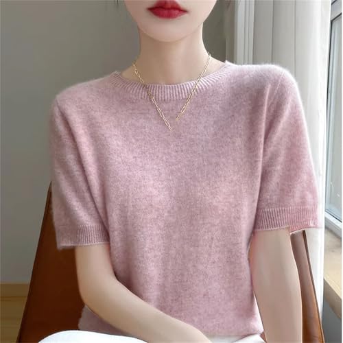 Women Cashmere Short Sleeve Sweater O-Neck Pullover Winter Cashmere Short Sleeve Shirt4