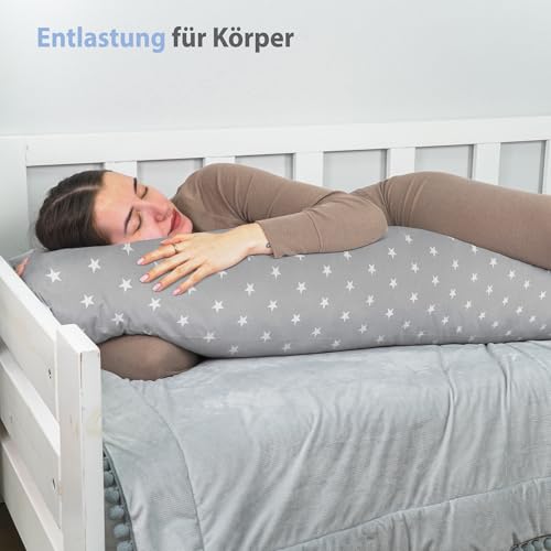 Totsy Baby Seitenschläferkissen 40 x 145 mit Bezug Baumwolle - Body Pillow Seitenschlafkissen...