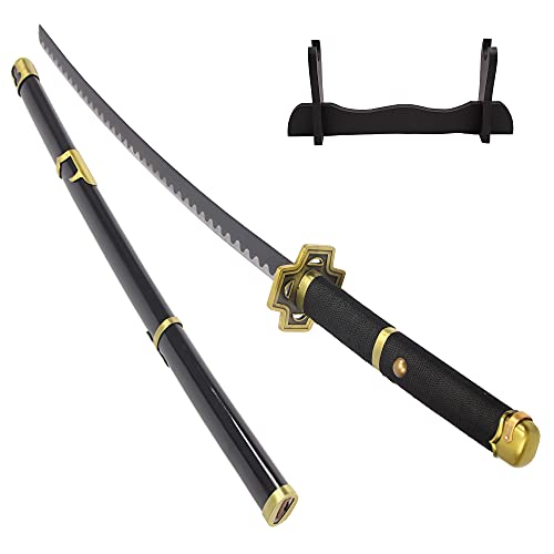 minghu Handmade Katana Cosplay Anime Sword, Roronoa Zoro Swordsï¼ŒSky Feather Slash, Purple White Black Yama Enmaï¼ŒJapaneseSamurai Sword (Yubashiri Sword)