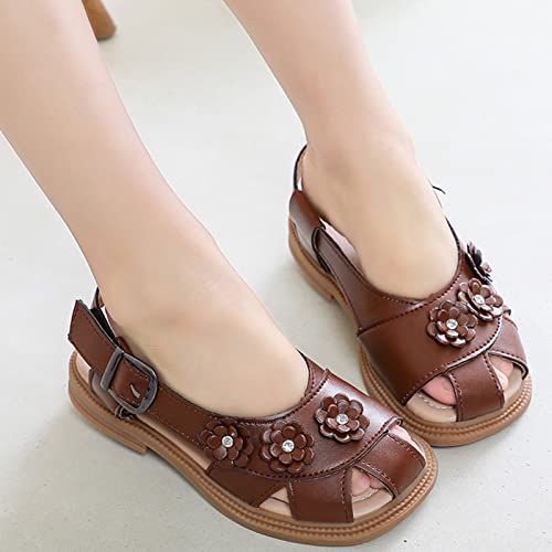 Toddler Kids Slippers Boys Girls Sandals Shoes Hook Loop Anti-Slip Slippers Beach Water Swim (Brown, 13 Little Child)2