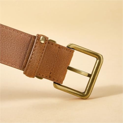 Luxury Suede Cowhide Leather Belt For Women, Vintage Style With Gold Buckle, 3.5cm Wide Waistband For Dresses & Jeans3