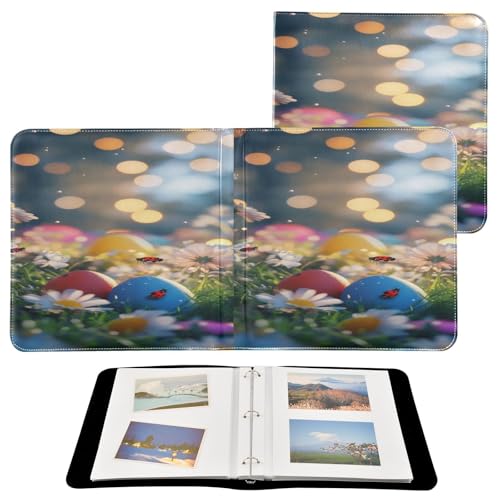 Álbum de fotos autoadhesivo DIY con flores y huevos de Pascua, encuadernador de 3 anillas, 40 páginas, 8x10 para recuerdos miniatura 2