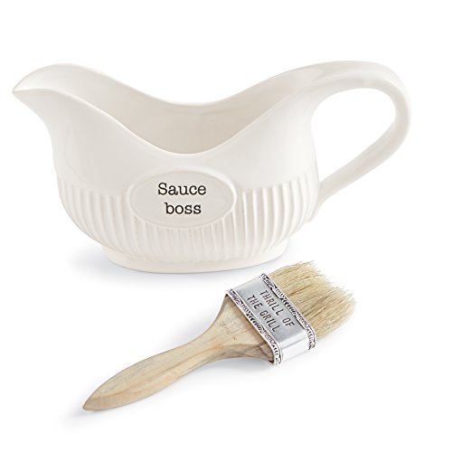 Mud Pie Barbecue Sauce BBQ Basting Set, White