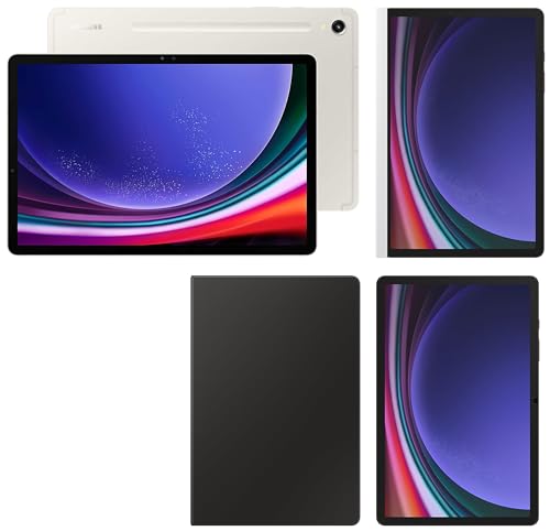 Image of Samsung Galaxy Tab S9 RAM 12 GB, ROM 256 GB Expandable, S Pen in-Box, Wi-Fi + 5G Tablet, Beige with S9 Screen Protector, Transparent & S9 Notepaper Screen, White & S9 Book Cover Keyboard, Black