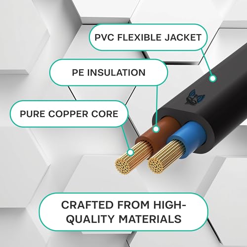 SatelliteSale 18AWG 2-Prong to Square/Round Connector AC Universal Replacement Power Cable Universal Wire PVC Black Cord 6 feet