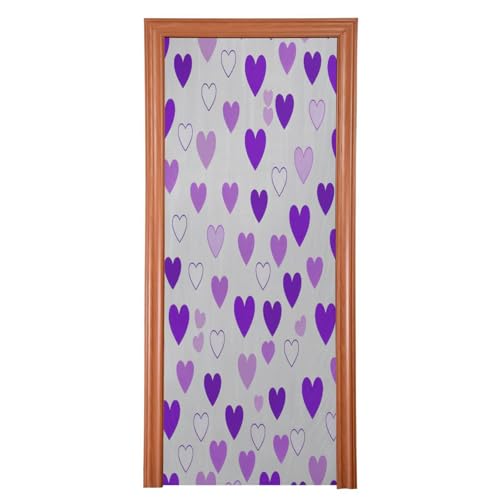 FLildon Violet Heart Love Valentine's Day Door Cover Decoration, Party Accessory Porch Decor for Festive Ornament Room Door Covers 36 x 98 Inch