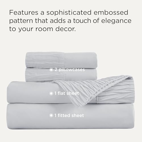 Image of Bedsure Full Size Bed Sheets - 4 Pieces Soft Full Sheet Set - Breathable & Cooling - Hotel Luxury - Easy Care Polyester Microfiber Bedding for Women, Men, Light Grey