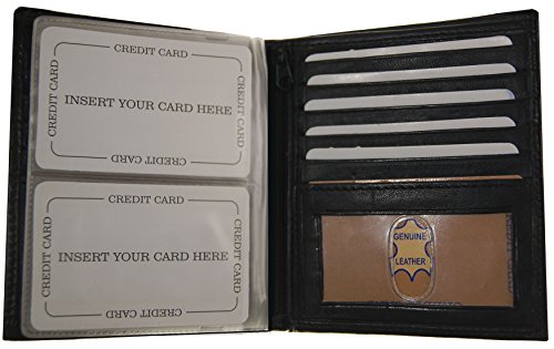 SUN 5101 BK Men's Big Hipster Bifold Leather Wallet Organza Gift Bag, Black4