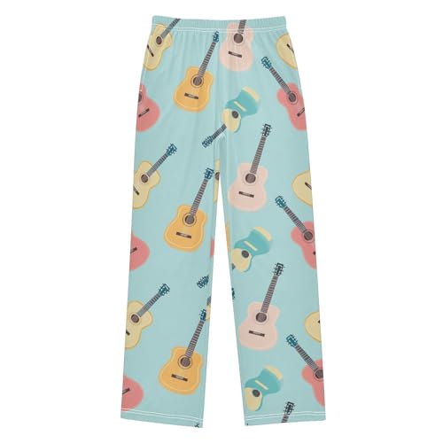 Colorful Guitar Boys Pants Boys Athletic Pants Long Pant for Boywith Pockets Wide-Leg Size 6-14Y