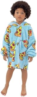 Adisputent Kids Blanket Hoodie Snuggle Oversized Sherpa Blanket Toddlers Boys Girls Super Soft Cozy Fleece Fluffy Blanket Hooded Wearable Blanket With Pockets 2-15 Years Blue Pizza