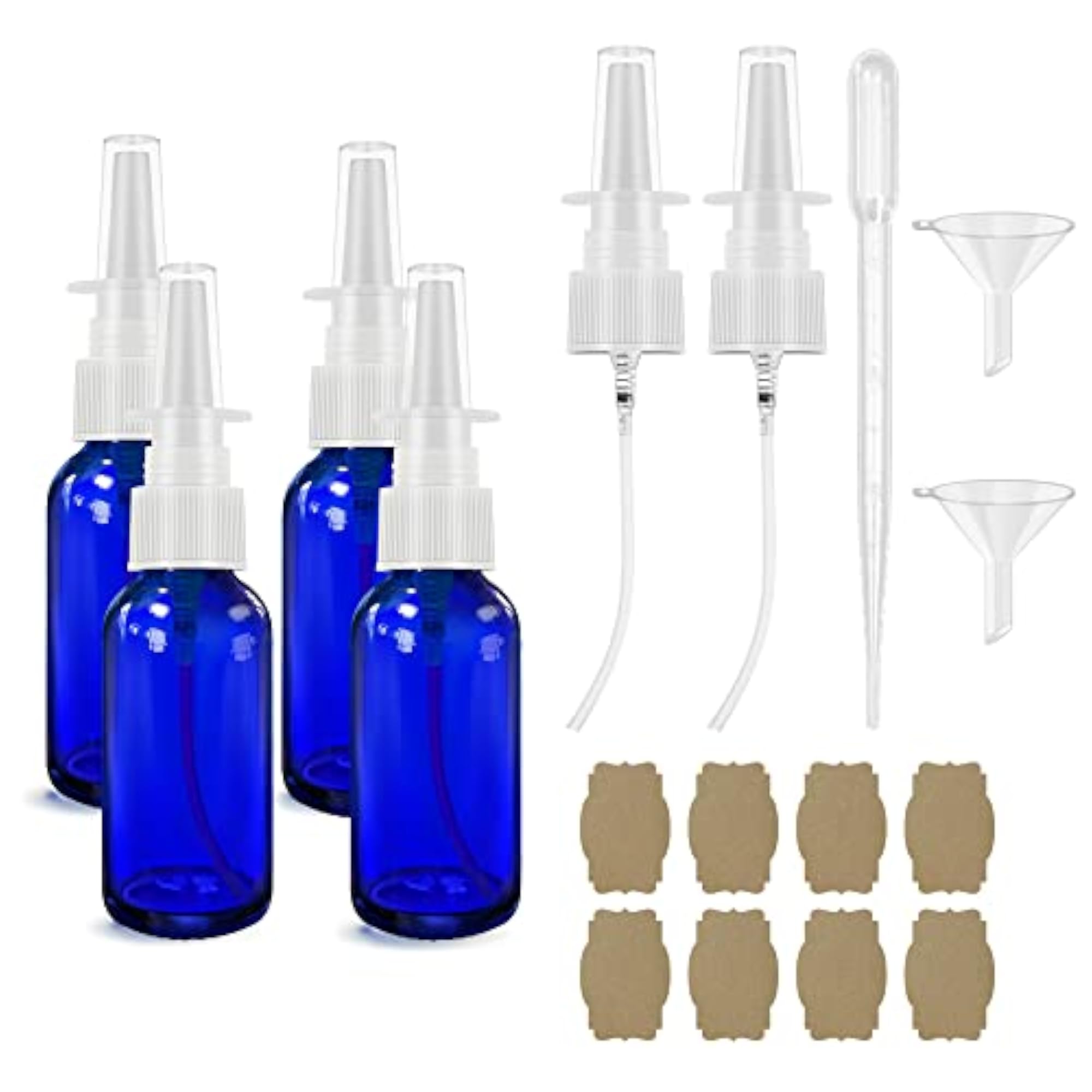 4Pcs Nasal Spray Bottle Set, 1oz Blue