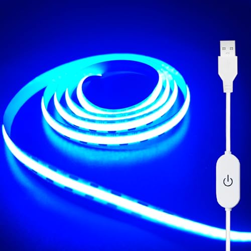 Image of ZSLAIFU 5V USB LED Light Strip, COB LED Strip Lights, Ice Blue 5V LED Lights, Small LED Strip Light, TV Lights for TV Under Cabinet Kitchen Living Room Shelving or Displays (Ice Blue, 3.28ft)