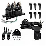 AUTO OCCASION Winch Solenoid Relay Contactor 12V 300A Winch Rocker Thumb Switch Combo with Handlebar Control Kit Compatible with ATV UTV 3000lbs-5000lbs Polaris 800 1000