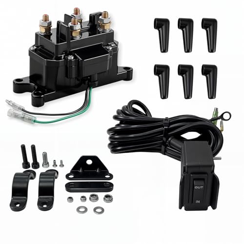 AUTO OCCASION Winch Solenoid Relay Contactor 12V 300A Winch Rocker Thumb Switch Combo with Handlebar Control Kit Compatible with ATV UTV 3000lbs-5000lbs Polaris 800 1000