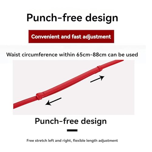 Adjustable Fashion Waist Strap – Hole-Free Slim Buckle-Free Belt For Women’s Midi Dresses Work Attire Evening Gowns Thin Design(Almond)3