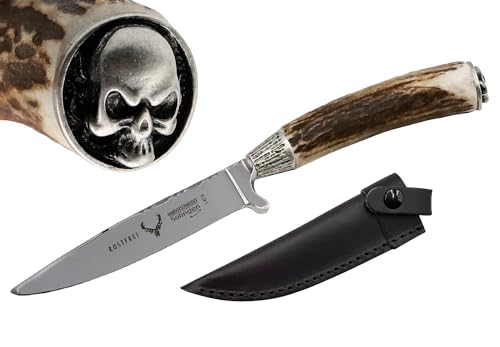 Messer Jagdmesser Skull Totenkopf echt versilbert Hirschhorn Trachtenmesser Jagd Hirschfänger Wild Bock Jagdnicker für Lederhose Biker Jäger Jagd Stahl-Klinge Hirsch, Farbe:Skull Rand glatt Messer Jagdmesser Skull Totenkopf echt versilbert Hirschhorn Trachtenmesser Jagd Hirschfänger Wild Bock Jagdnicker für Lederhose Biker Jäger Jagd Stahl-Klinge Hirsch, Farbe:Skull Rand glatt