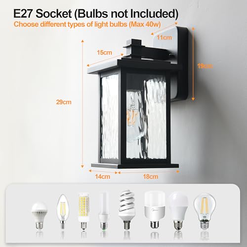Applique murale extérieure noire rétro E27 étanche IP44 pour jardin - 2