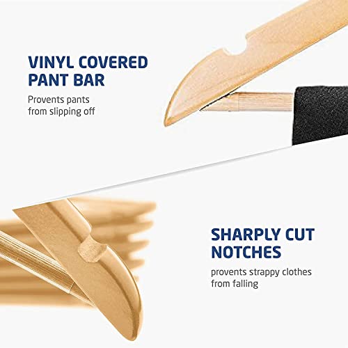Image of WHISKET Solid Wood Hangers,Premium Wood Hangers with 360-Degree Rotatable Hook and Notches, Natural, Heavy Duty Wood Hangers for Coats, Suits, Jackets, Closet (Beige) [Pack of 12]