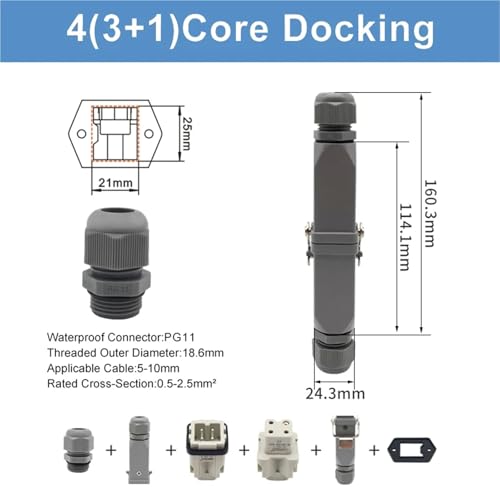 Conector de alta resistencia HDC-HA rectangular industrial macho y hembra WHA04DJ 2