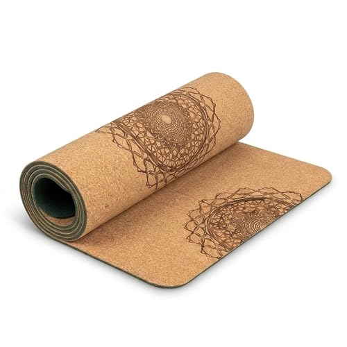 Workout Mat with Carrying Strap - 6mm Thick Cork Yoga Mat (72&rdquo; x 24&rdquo;) - Non-Slip Cork Mat for...