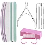 Nagelpflege-Werkzeug-Set, Nagelpflegeset, 100/180 Maniküre-Werkzeuge | Nagelwerkzeuge mit Nagelknipser, Nagelfeilen, rosa Nagelpolierer, Nagelhautzange für Salon