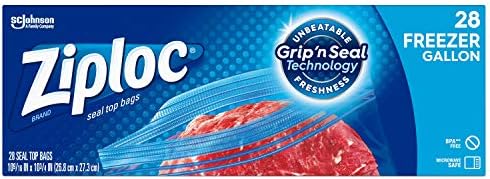 Ziploc Freezer Bags with New Grip 'n Seal Technology, Gallon, 28 Count