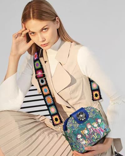 Image of Embroidered Purse Straps Replacement Crossbody Wide Adjustable Bag Straps | Thick Purse Strap for Crossbody Bags,Extra Long Strap,Cross Body Straps for Handbags,Bag Straps for Tote Bags,Shoulder Straps