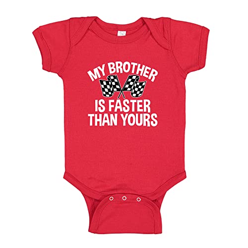 My Brother is Faster Than Yours Racing Baby One Piece Or Toddler T-Shirt Big Brother Racer Fan