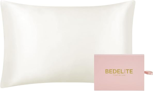 BEDELITE Mulberry Silk Pillowcase 22 Momme, King 20"x36", Pearl White | 6A Pure Natural Silk Both Sides, Gentle on Hair and Skin, Buttery-Soft & Smooth Cooling Silk Pillow Case, Hidden Zipper, 1Pc