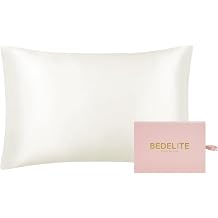 BEDELITE 100% Mulberry Silk Pillowcase for Hair and Skin - 22 Momme 6A Pure Natural Silk Both Sides, Buttery-Soft and Smooth Cooling Silk Pillow Case Standard Size, Hidden Zipper 1Pack, Pearl White