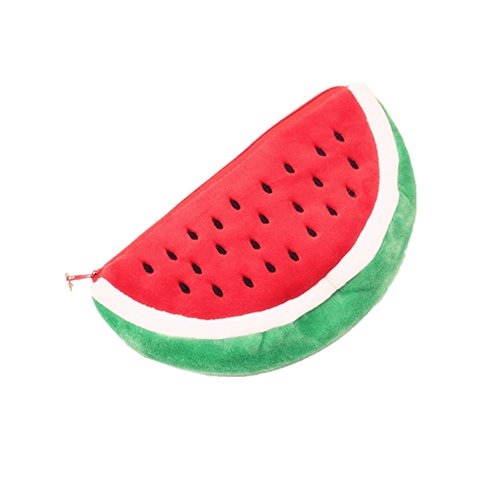 Funny Live Soft Plush Big Volume Watermelon Pencil Case Cosmetic Makeup Pouch Coin Bag (Red) #TOP6