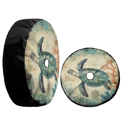 Image of Delerain Spare Tire Cover with Backup Camera Hole Sea Turtle Wheel Covers Waterproof Dust-Proof UV Sun Universal Fit for RV Trailer RV SUV Truck (18 Inch for Diameter 32 inch-34 inch)