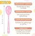 SietDESEO 25 PCS Light Pink Plastic Spoons Disposable Utensils Heavy Duty Baby Pink Spoons Disposable Cutlery for Birthday Wedding Baby Shower Bridal Shower Plastic Silverware