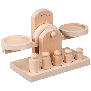 Hemobllo Wooden Balance Scale Toy for Kids, Montessori Educational Maths Weights Set, Traditional Wood Balancing Toys for Preschool Teaching, Sensory Early Learning Material for Toddlers